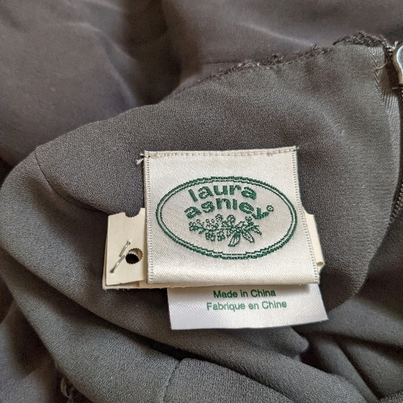 Vintage LAURA ASHLEY silk crochet lace maxi black dress 6 small - Picture 6 of 11